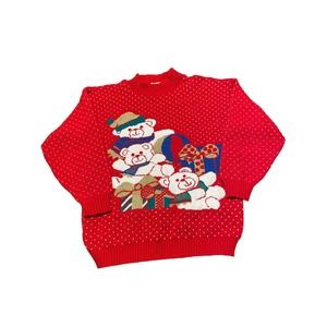 VTG Christmas Sweater 90s USA Christmas Bears Ladies